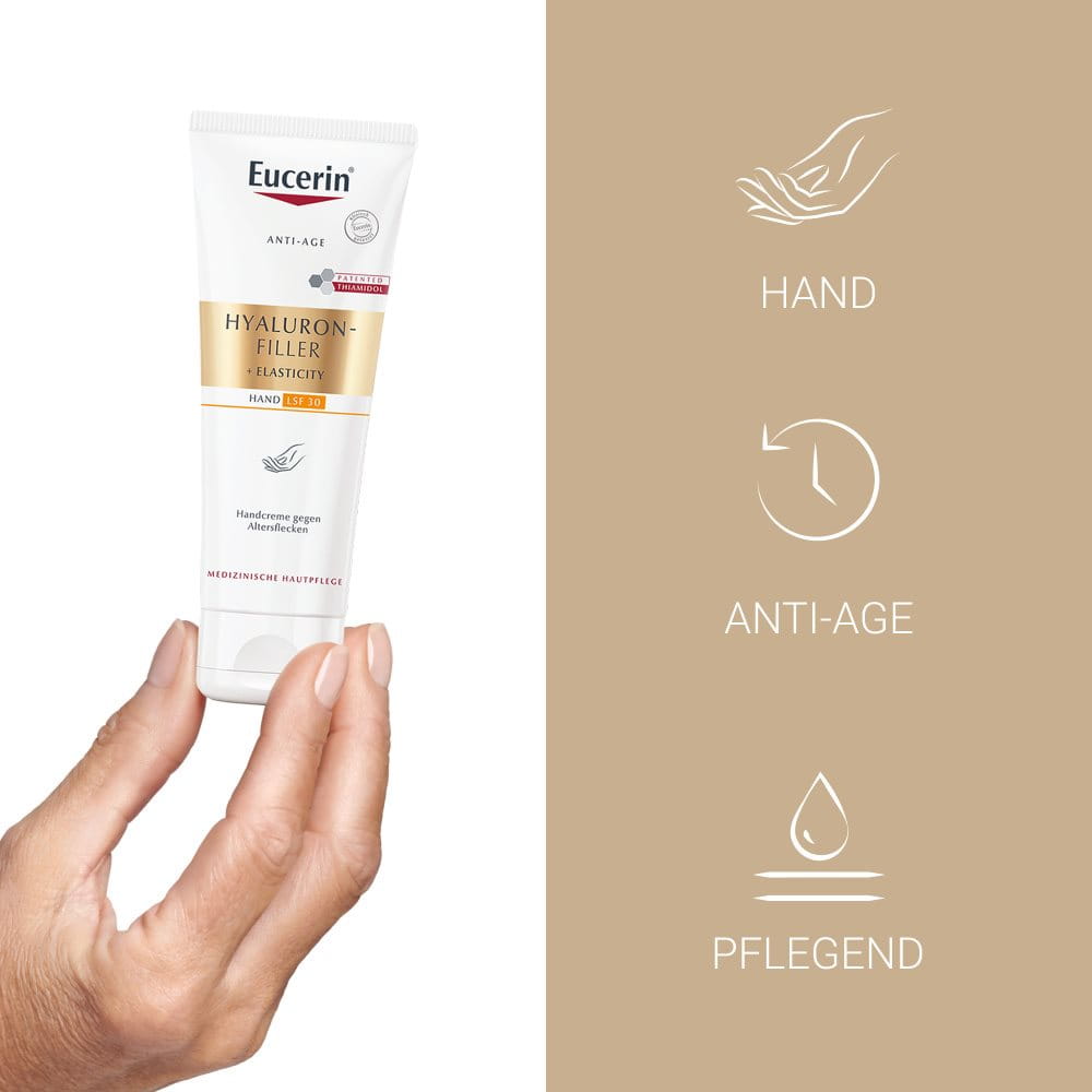 HYALURON-FILLER + ELASTICITY Handcreme gegen Altersflecken LSF 30 – Bild 3