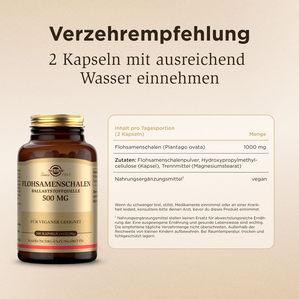 Solgar Flohsamenschalen 500 mg Kapseln – Bild 6