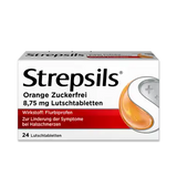 Strepsils® Orange Sugar-Free Lozenges - For severe sore throats and difficulty swallowing